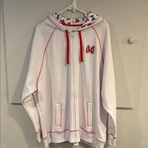 Cozy White Hoodie with Red Details
